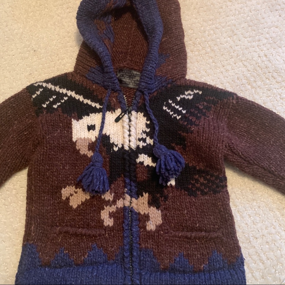 Hand Made Boys Brown Native Knit Sweater